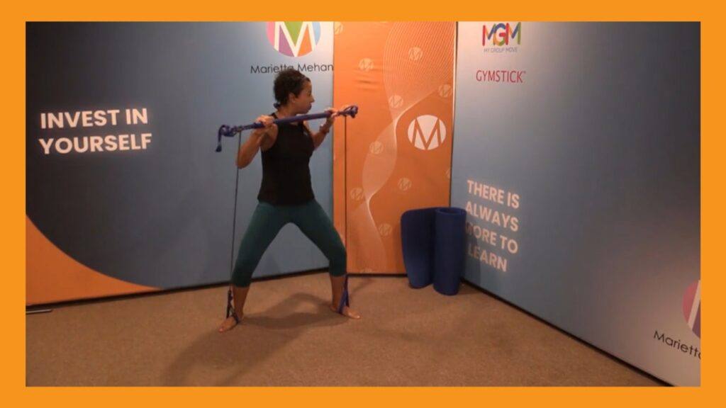 Gymstick Standing Oblique Twist, by Marietta Mehanni. Image for Blog post - Gymstick Guide to Abdominal Strength